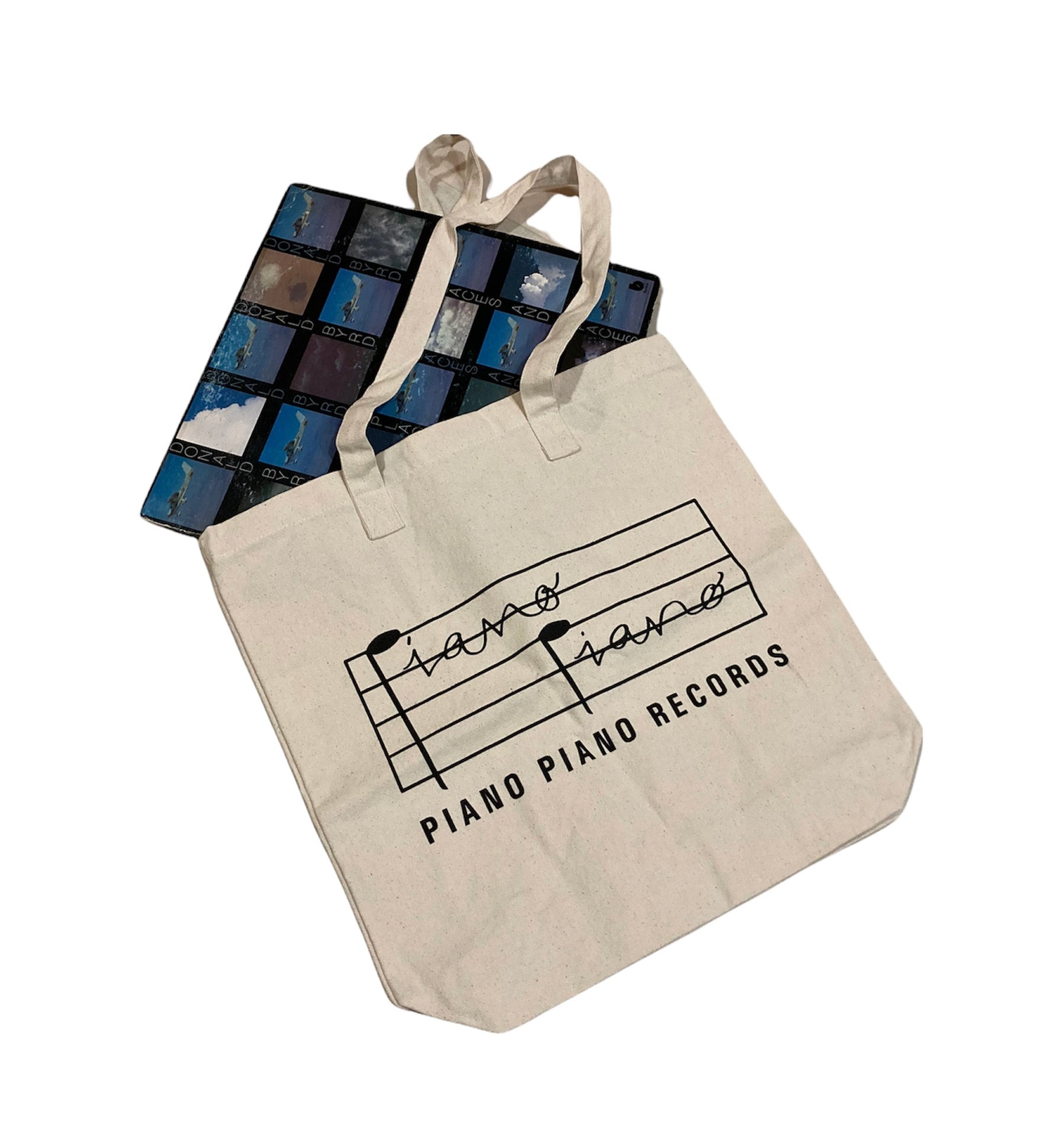 PIANO PIANO RECORDS TOTE BAG (NATURAL/BLACK) | YESTERDAYS NEW RECORDS